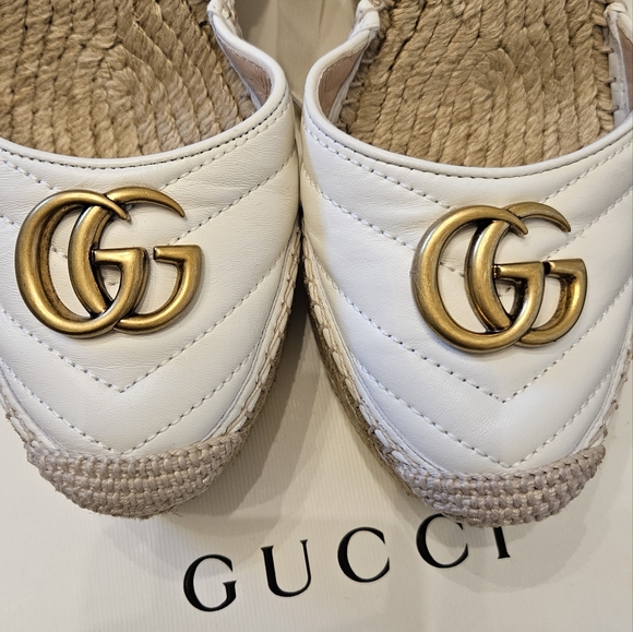 Gucci Marmont Espadrilles Wedges White 38.5 - Picture 5 of 8